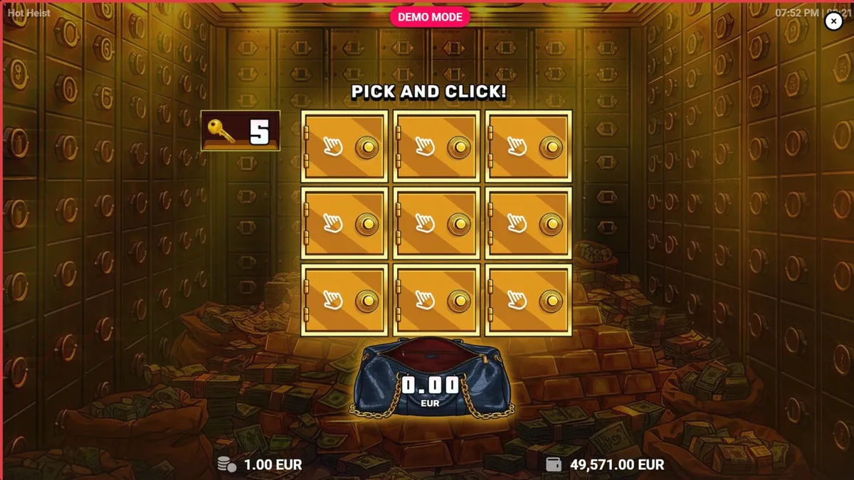 Tampilan visual slot Hot Heist dengan tema neon dan kriminal