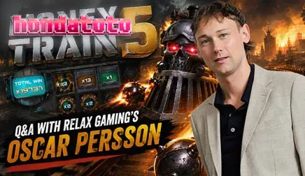 Tampilan visual dari mesin slot Money Train 5 dengan tema kereta futuristik